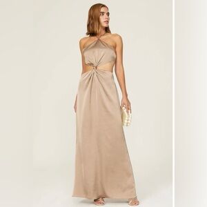 Fame and Partner satin tan Demeter Dress Sz 6 EUC